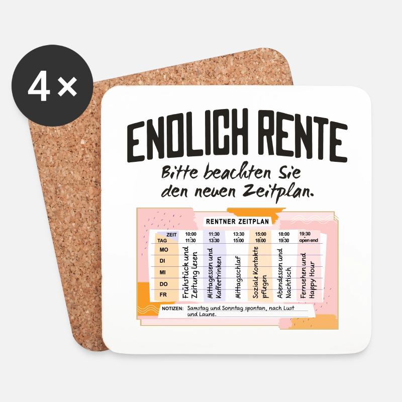 Rentner Zeitplan Tagesablauf, Endlich Rente - Untersetzer (4er-Set) - Weiß