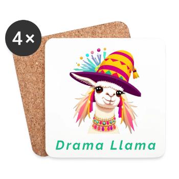 Drama Llama Funny Animal - Coasters (set of 4) - white - Front