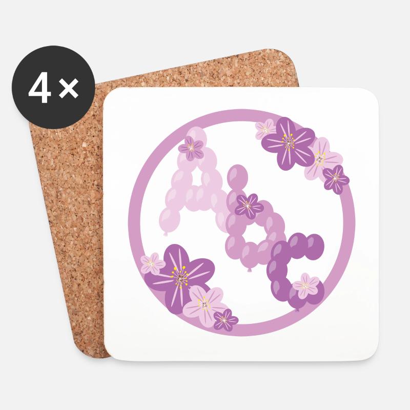 Luftiges Kinder Abc in rosa. - Untersetzer (4er-Set) - Weiß