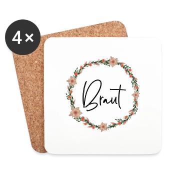 Braut Kranz 2 - Untersetzer (4er-Set) - Weiß - Vorne