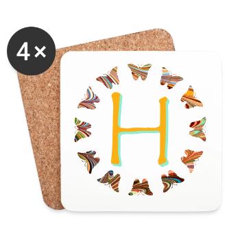 Papillons e 56 h - Dessous de verre (lot de 4) - blanc - Devant