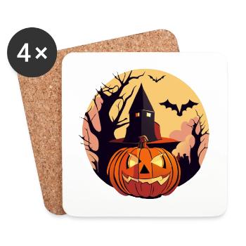 Verzauberte Halloween-Mondnacht - Untersetzer (4er-Set) - Weiß - Vorne