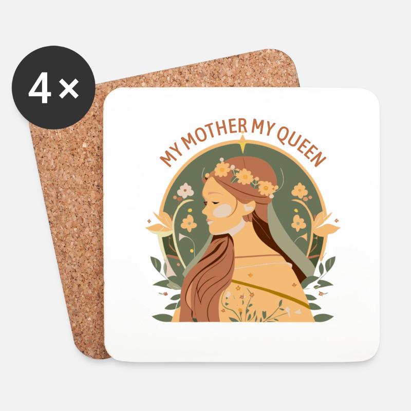 Ich feiere Mama, meine Mutter, meine Königin - Untersetzer (4er-Set) - Weiß