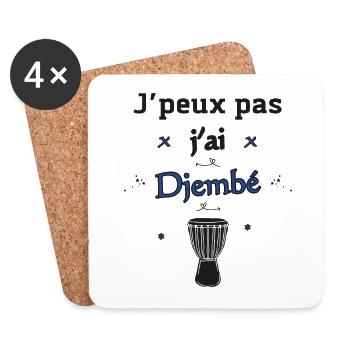 J'peux pas j'ai Djembé - Dessous de verre (lot de 4) - blanc - Devant