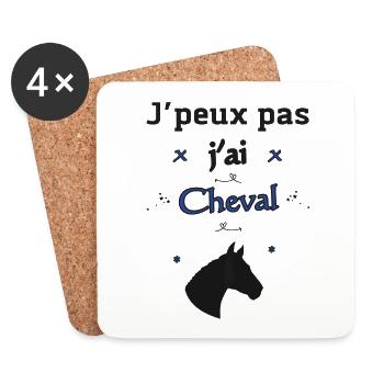J'peux pas j'ai Cheval - Dessous de verre (lot de 4) - blanc - Devant