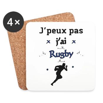 J'peux pas j'ai rugby - Dessous de verre (lot de 4) - blanc - Devant