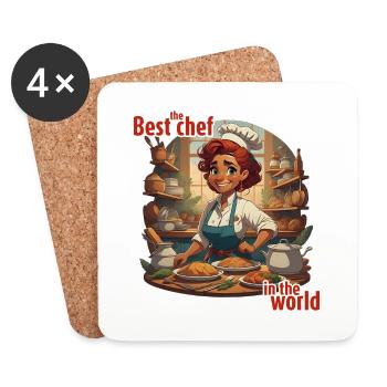 Le meilleur chef du monde - Dessous de verre (lot de 4) - blanc - Devant