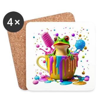 Cutie Frog Cute Frog Colorful - Coasters (set of 4) - white - Front