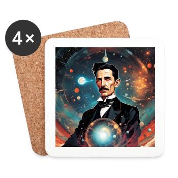 Nikola Tesla t-shirt cosmique chemise scientifique - Dessous de verre (lot de 4) - blanc - Devant