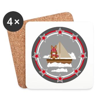 Hase im Winter mit Boot. - Untersetzer (4er-Set) - Weiß - Vorne