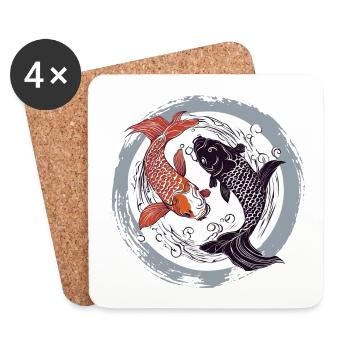 Koi yin yang - Untersetzer (4er-Set) - Weiß - Vorne