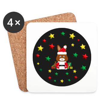 Nikolaus mit Sternen und Geschenken. - Untersetzer (4er-Set) - Weiß - Vorne