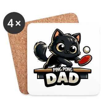 Table Tennis Katze Pingpong Black Cat Dad Outfit - Coasters (set of 4) - white - Front