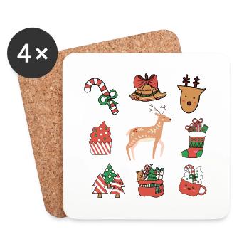Happy Christmas Wishing you joy and peace this sea - Coasters (set of 4) - white - Front