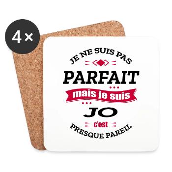 JOE PARFAIT - PRENOM JOE - Dessous de verre (lot de 4) - blanc - Devant