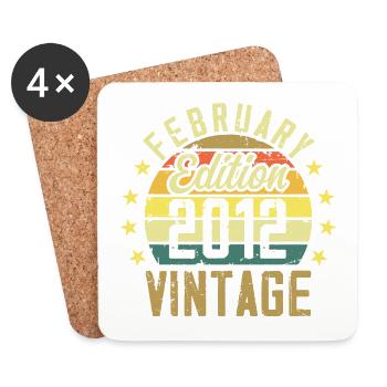 Anniversaire 12 ans - Cadeau Février 2012 - 12e - Dessous de verre (lot de 4) - blanc - Devant