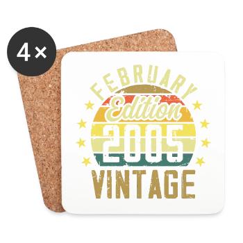 Birthday 19 years - Gift February 2005 - 19th - Coasters (set of 4) - white - Front