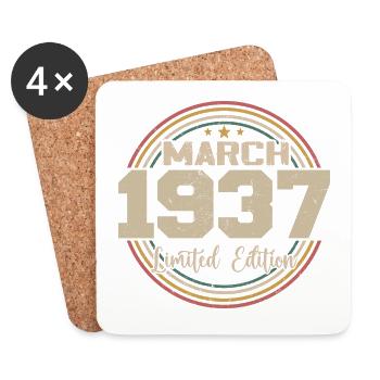 Awesome seit März 1937 Geburtstag 1937 Geschenk - Untersetzer (4er-Set) - Weiß - Vorne