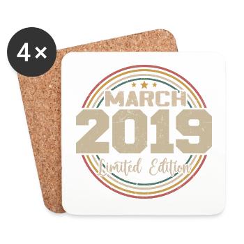 Awesome Since March 2019 Birthday 2019 Gift - Coasters (set of 4) - white - Front