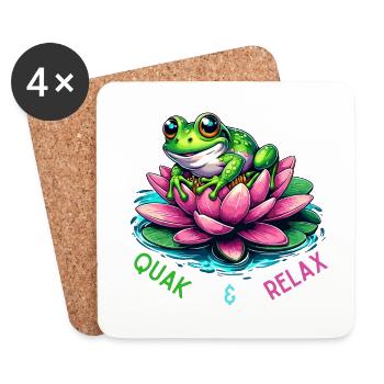 Quak & Relax witziges Frosch Design - Untersetzer (4er-Set) - Weiß - Vorne