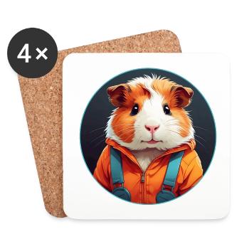 Cute guinea pig in outdoor look - Coasters (set of 4) - white - Front