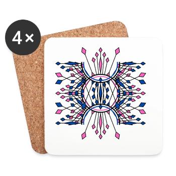 Symmetrisch funkelt Blau Rosa - Untersetzer (4er-Set) - Weiß - Vorne