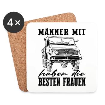 Männer mit Unimog - Offroad - Universal Motorgerät - Untersetzer (4er-Set) - Weiß - Vorne
