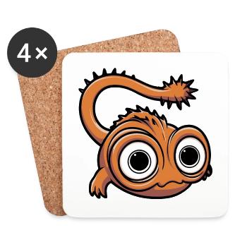 Petit monstre fantastique drôle avec de grands yeux - Dessous de verre (lot de 4) - blanc - Devant