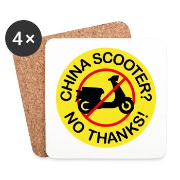 China Scooter? No Thanks! (3-color) - Coasters (set of 4) - white - Front