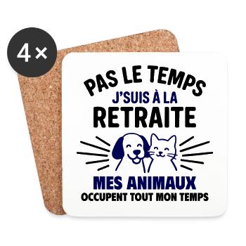 Retraite & animaux idée cadeau retraite - Dessous de verre (lot de 4) - blanc - Devant