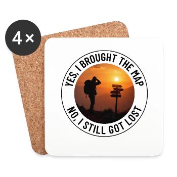 Outdoor Mapping Hiker Signpost Sunset Adventure - Coasters (set of 4) - white - Front