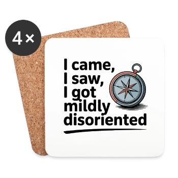 Disoriented Compass Travel Direction Humor - Coasters (set of 4) - white - Front