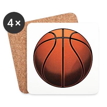 Pop Art basket-ball rétro ballon sport motif - Dessous de verre (lot de 4) - blanc - Devant
