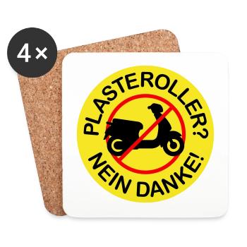 Plasteroller? Nein Danke! (3-farbig) - Untersetzer (4er-Set) - Weiß - Vorne