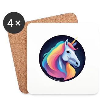 Licorne arc en ciel  - Dessous de verre (lot de 4) - blanc - Devant