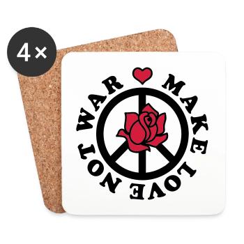 Make Love not War - Make love, not war - Heart - Coasters (set of 4) - white - Front