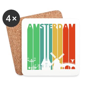Vintage Retro Amsterdam.Holland. Netherlands.Gifts - Dessous de verre (lot de 4) - blanc - Devant