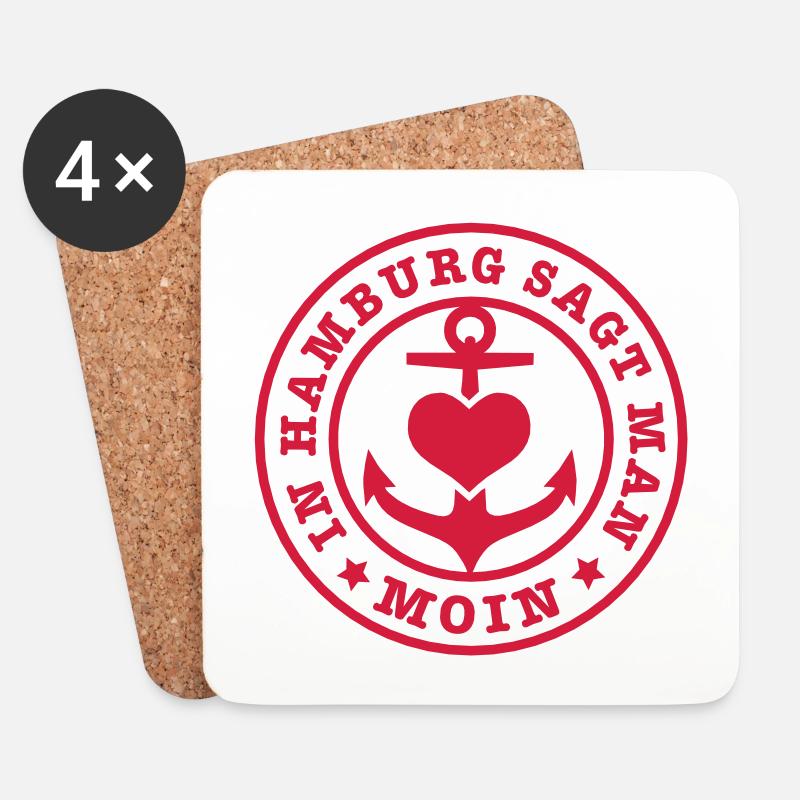 In Hamburg sagt man Moin / Anker 1c - Untersetzer (4er-Set) - Weiß