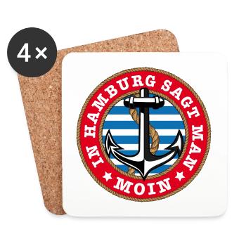 77 In Hamburg sagt man Moin Anker Seil - Untersetzer (4er-Set) - Weiß - Vorne