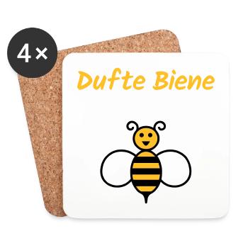 ★ Designfarben änderbar ★ Dufte Biene - Untersetzer (4er-Set) - Weiß - Vorne
