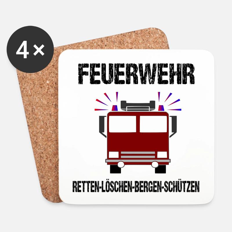 Feuerwehr - Untersetzer (4er-Set) - Weiß