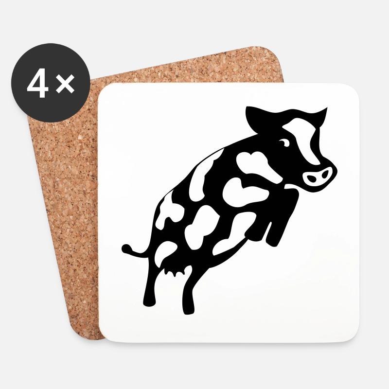 Vache sauteuse - Dessous de verre (lot de 4) - blanc