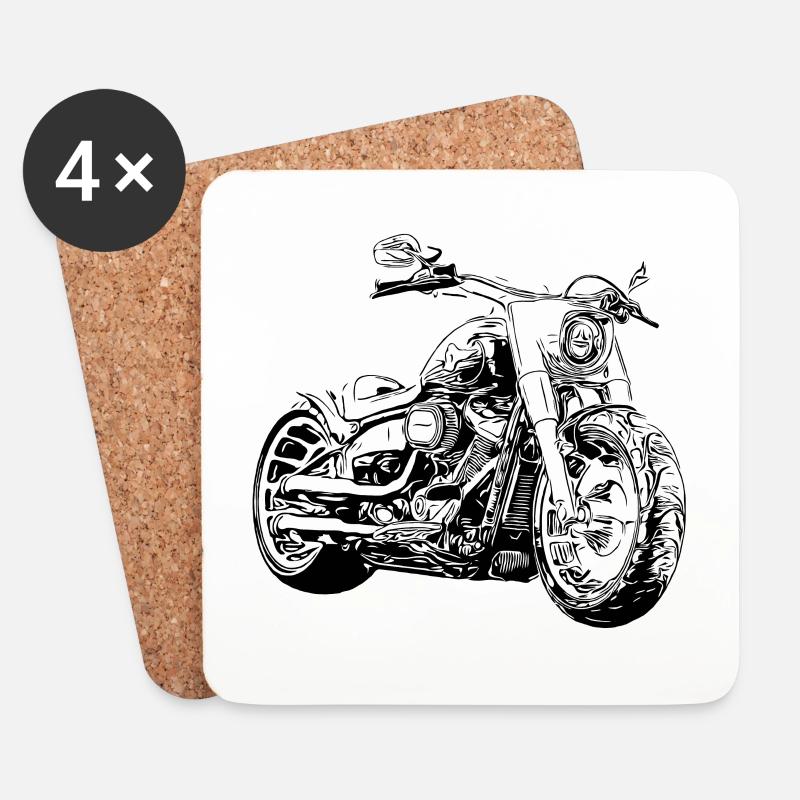Amerikanischer V2 Chopper Schwarz - Untersetzer (4er-Set) - Weiß