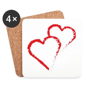 coeur rouge saint valentin utilisé look grunge - Dessous de verre (lot de 4) - blanc - Devant