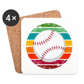 Baseball - Untersetzer (4er-Set) - Weiß - Vorne