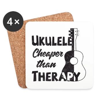 Ukulele! Cheaper than therapy - Untersetzer (4er-Set) - Weiß - Vorne
