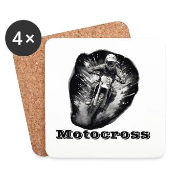 Motocross - Untersetzer (4er-Set) - Weiß - Vorne