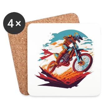 Motocross Offroad Biker Dirt Bike Racing Freestyle - Untersetzer (4er-Set) - Weiß - Vorne
