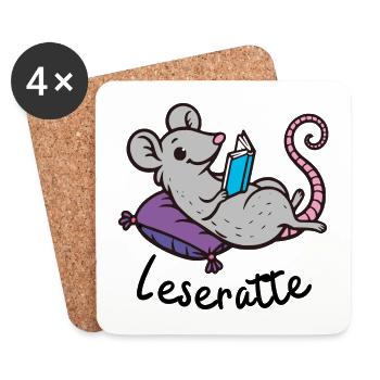 Leseratte - ein Bücherlesender Bibliotheksbewohner - Untersetzer (4er-Set) - Weiß - Vorne