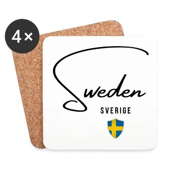 Flagge von Schweden, schwedischer Stolz - Untersetzer (4er-Set) - Weiß - Vorne